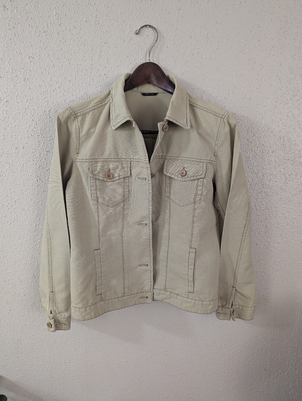 Max Mara Beige Cotton/Linen Trucker Jacket Size Medium